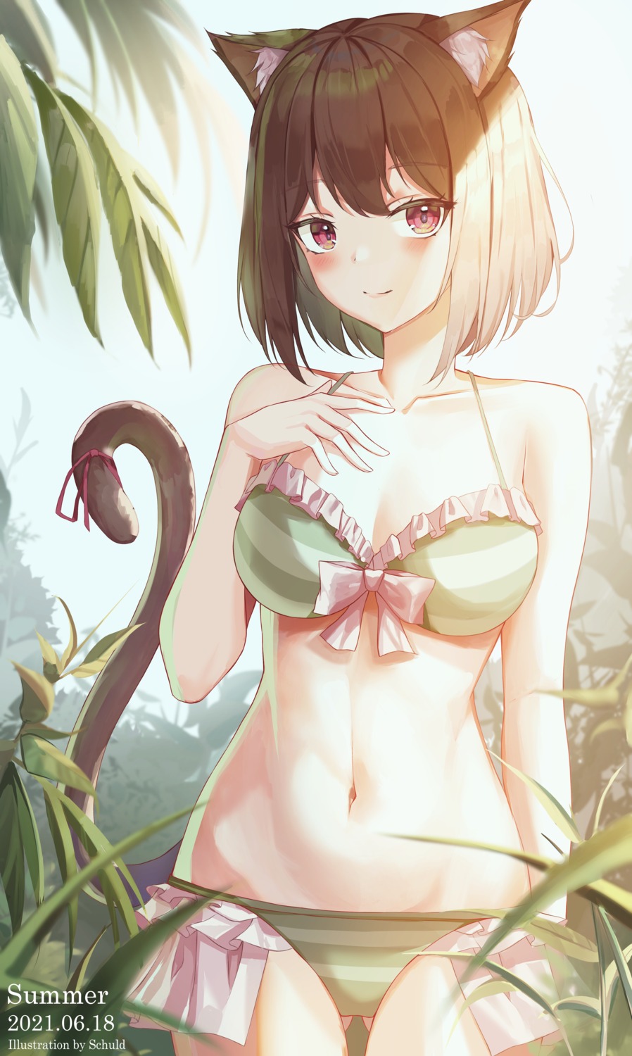 animal_ears bikini cleavage nekomimi schuld swimsuits tail