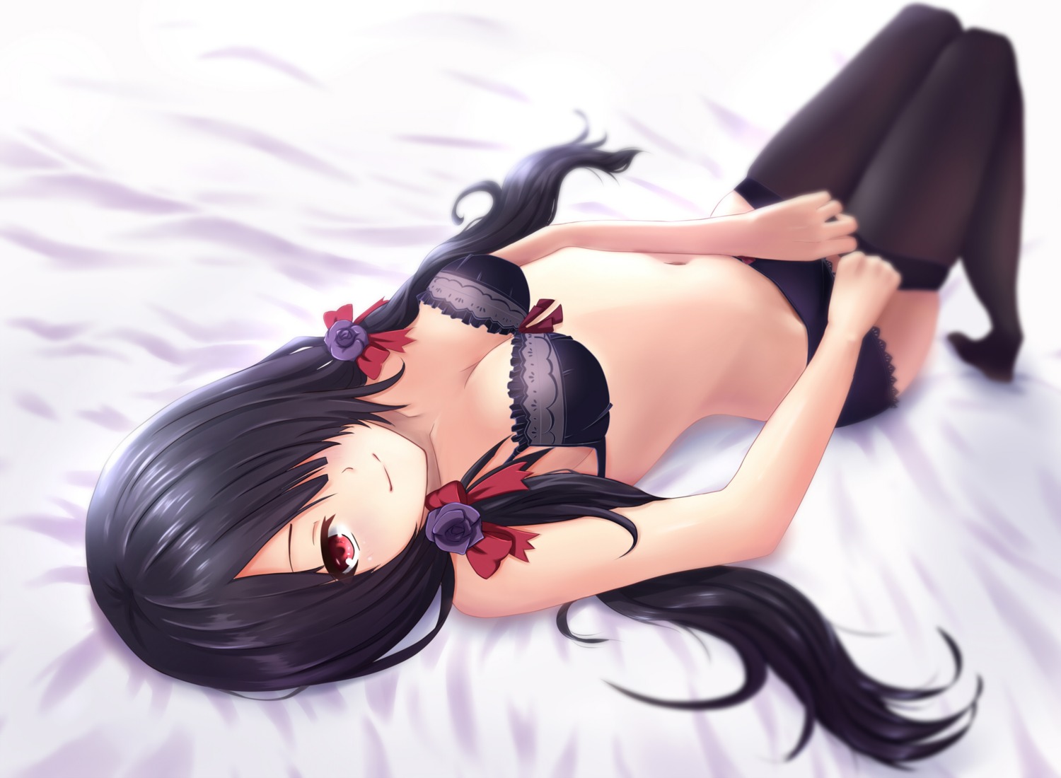 bra breeze cleavage date_a_live pantsu thighhighs tokisaki_kurumi