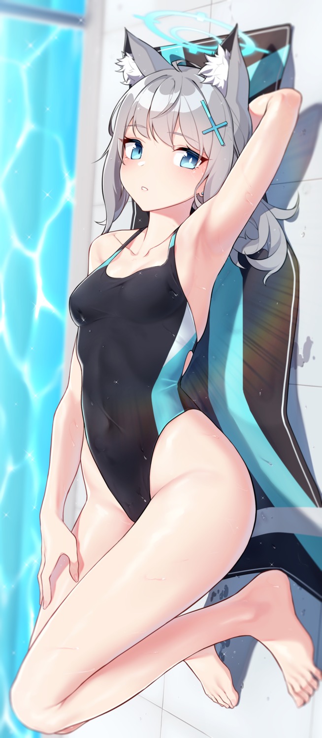 animal_ears blue_archive halo narynn nekomimi sunaookami_shiroko swimsuits