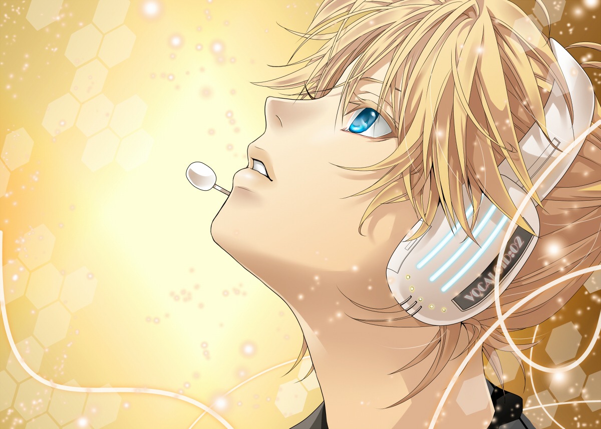 hakuseki headphones kagamine_len male vocaloid