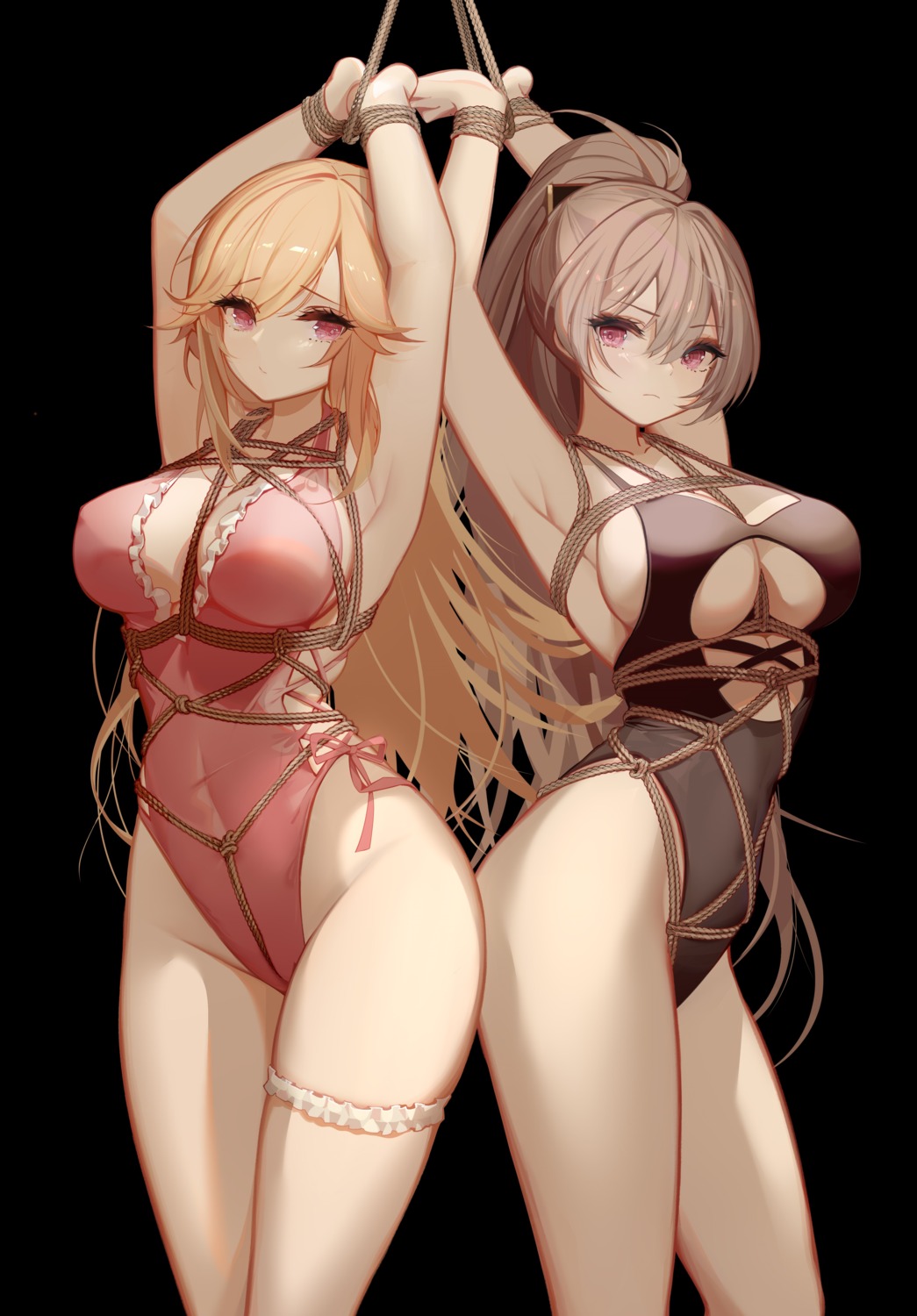 azur_lane bondage garter jean_bart_(azur_lane) richelieu_(azur_lane) swimsuits yuuraku_yuraku