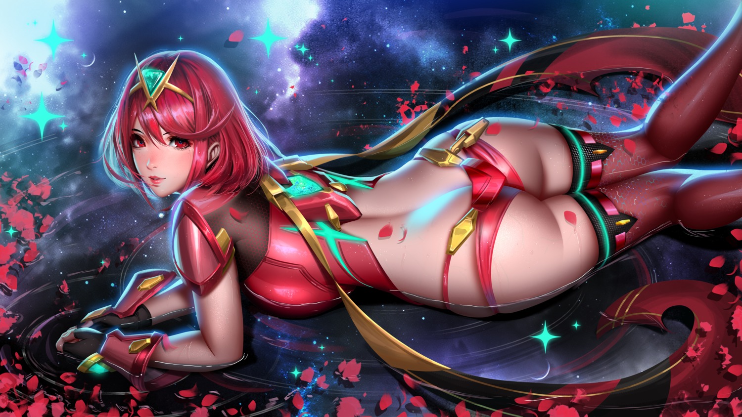 armor ass homura_(xenoblade_2) liang_xing thighhighs wet xenoblade_(series) xenoblade_2