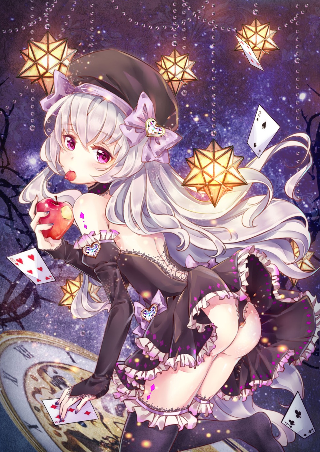 ass death-the-cat fate/extra fate/grand_order fate/stay_night garter gothic_lolita lolita_fashion nursery_rhyme_(fate/extra) pantsu skirt_lift thighhighs thong