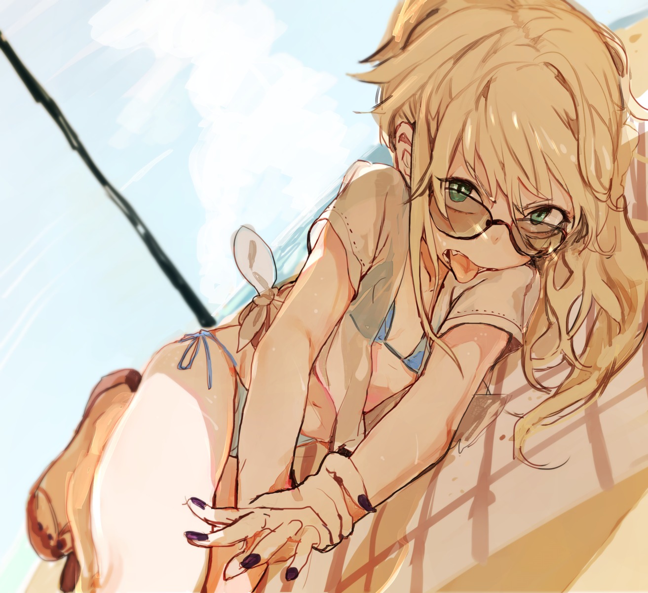 bikini hiranko megane open_shirt see_through swimsuits tanya_degurechaff youjo_senki