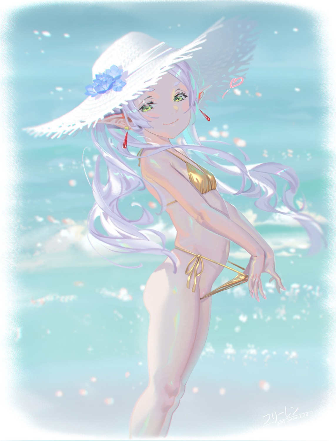 alphonse bikini elf frieren loli panty_pull pointy_ears sousou_no_frieren swimsuits thong