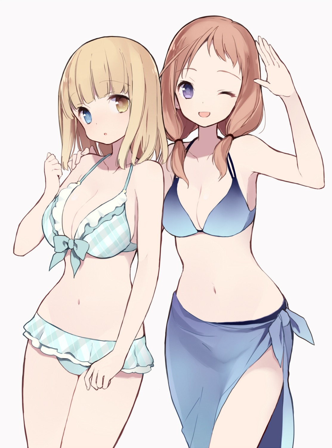 bikini cleavage fukuji_mihoko heterochromia itsumi_(itumiyuo) saki swimsuits takei_hisa