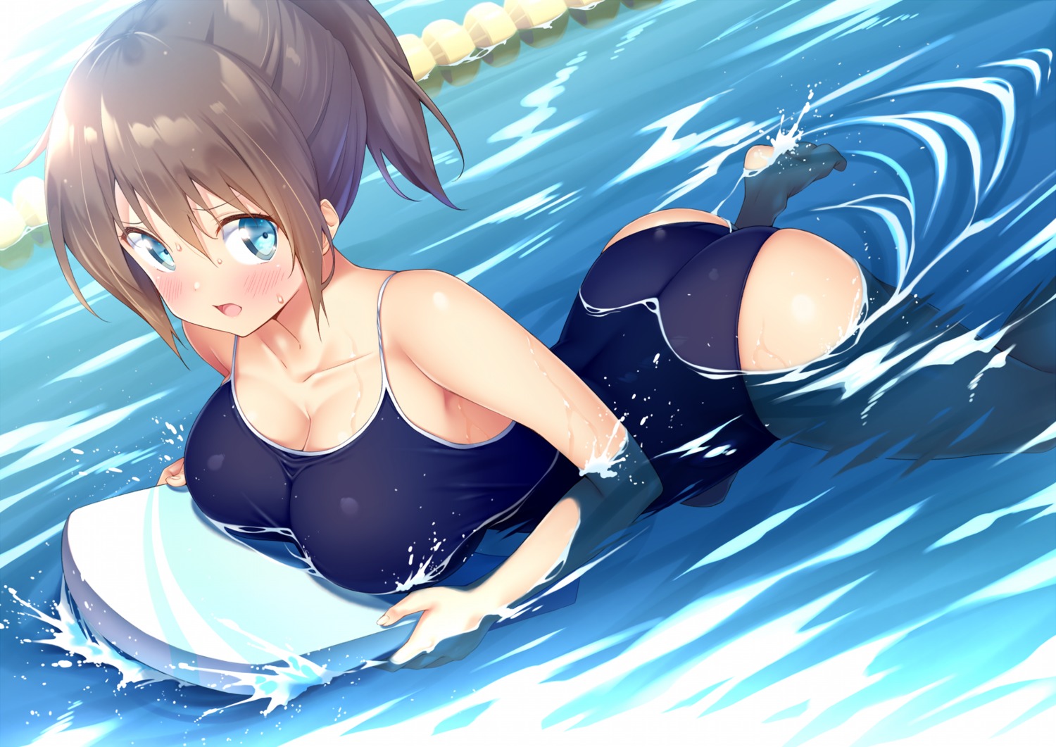 ass cleavage kazuma_(kazumav) school_swimsuit swimsuits wet