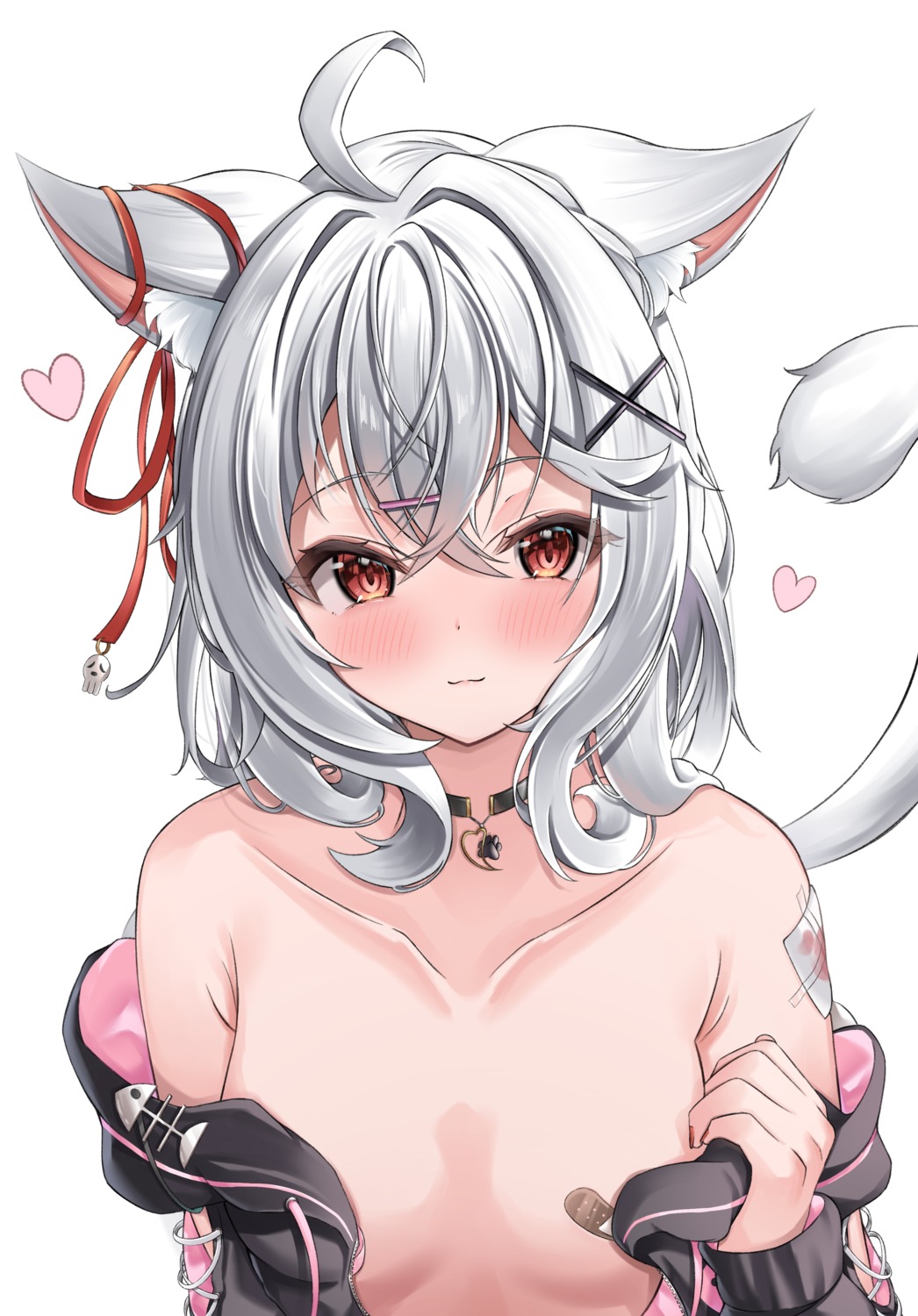 animal_ears bandaid nekomimi nekoya_minamo no_bra open_shirt pasties tail