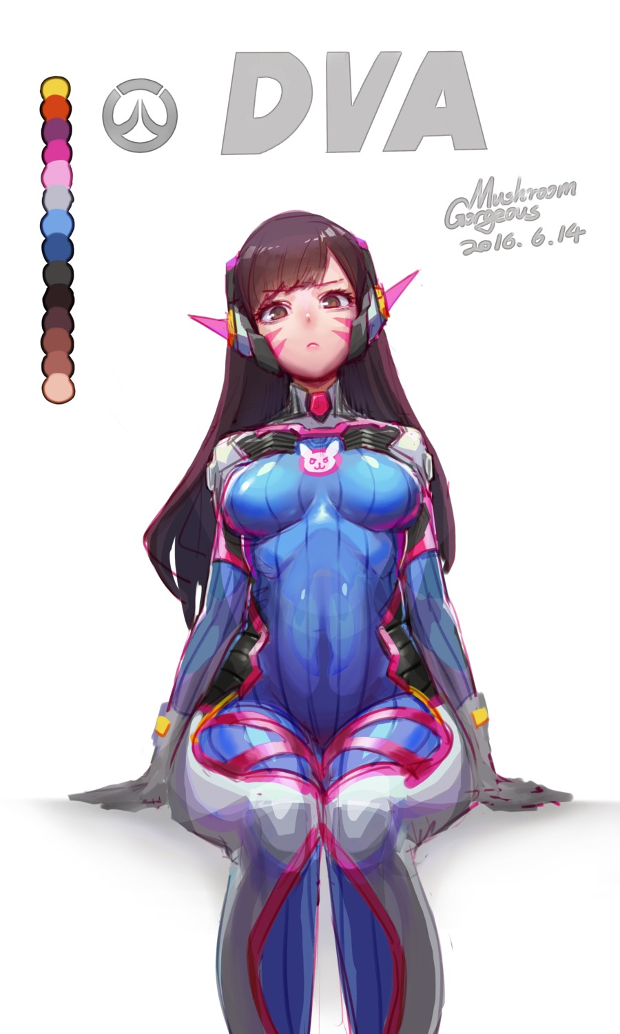 animal_ears bodysuit d.va gorgeous_mushroom headphones overwatch