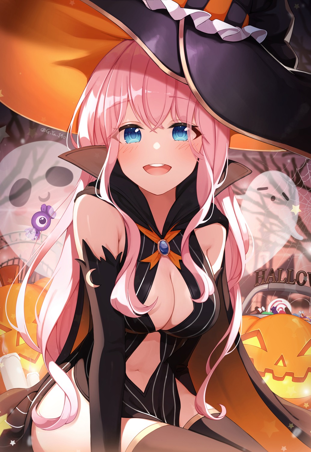 dress gya_(144) halloween megurine_luka no_bra thighhighs vocaloid witch