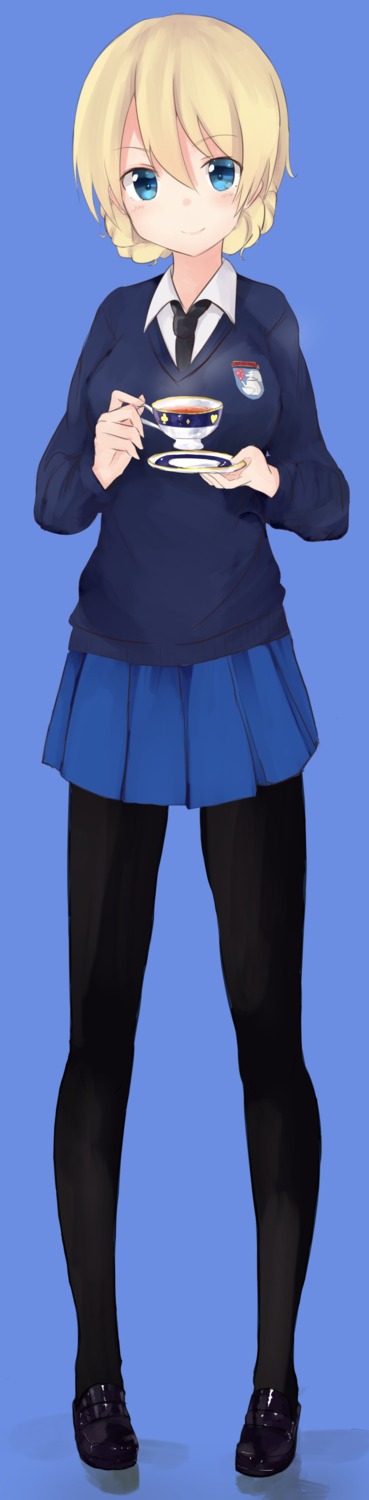 darjeeling girls_und_panzer pantyhose seifuku sweater yuki_(yukin0128)