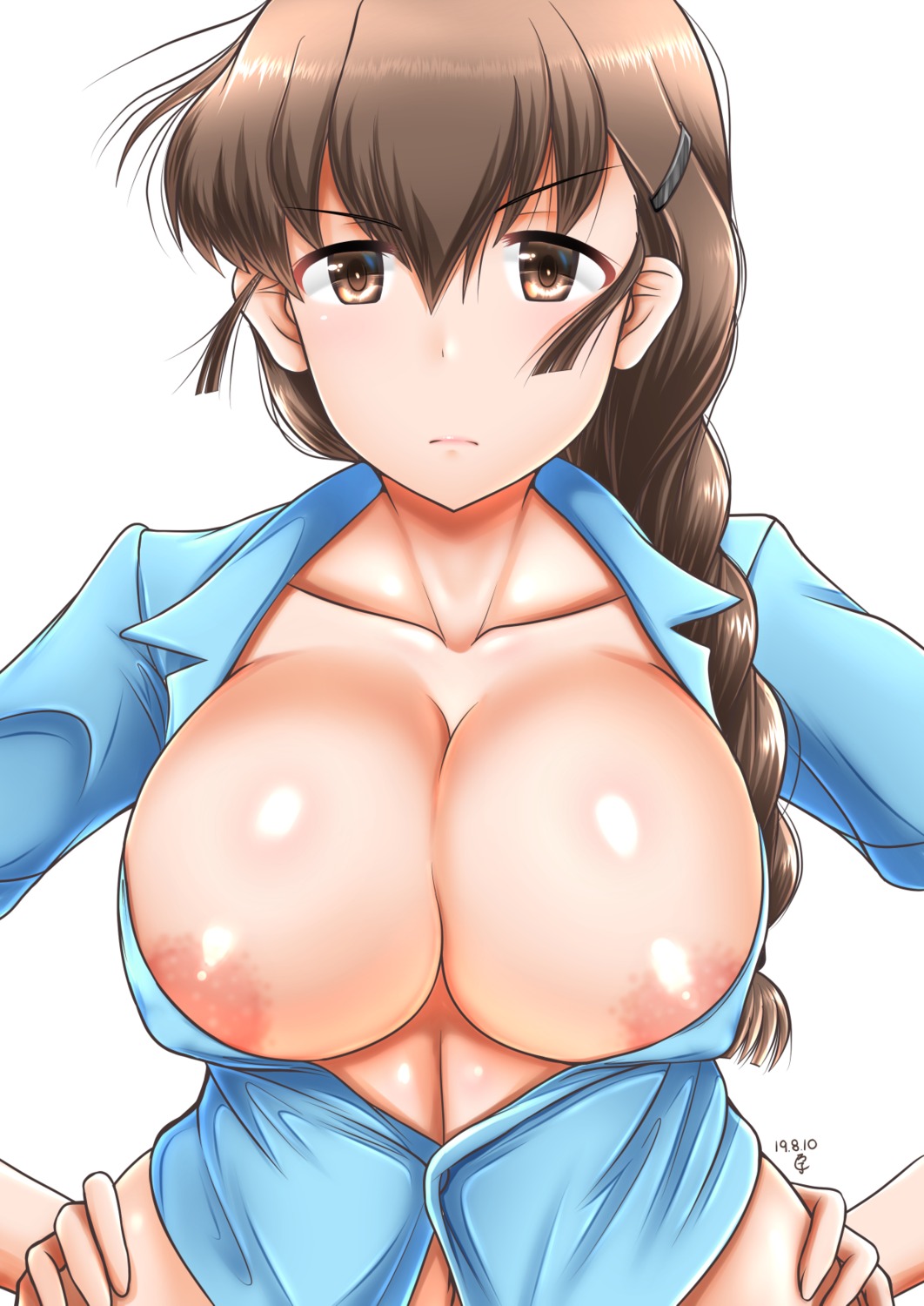 areola breasts erect_nipples girls_und_panzer no_bra open_shirt rukuriri tagme