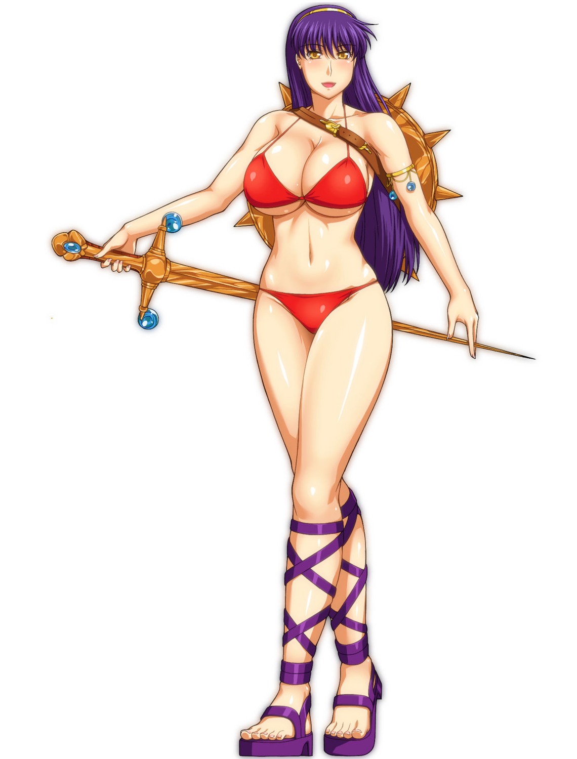 ameoto bikini cleavage king_of_fighters princess_athena swimsuits sword underboob