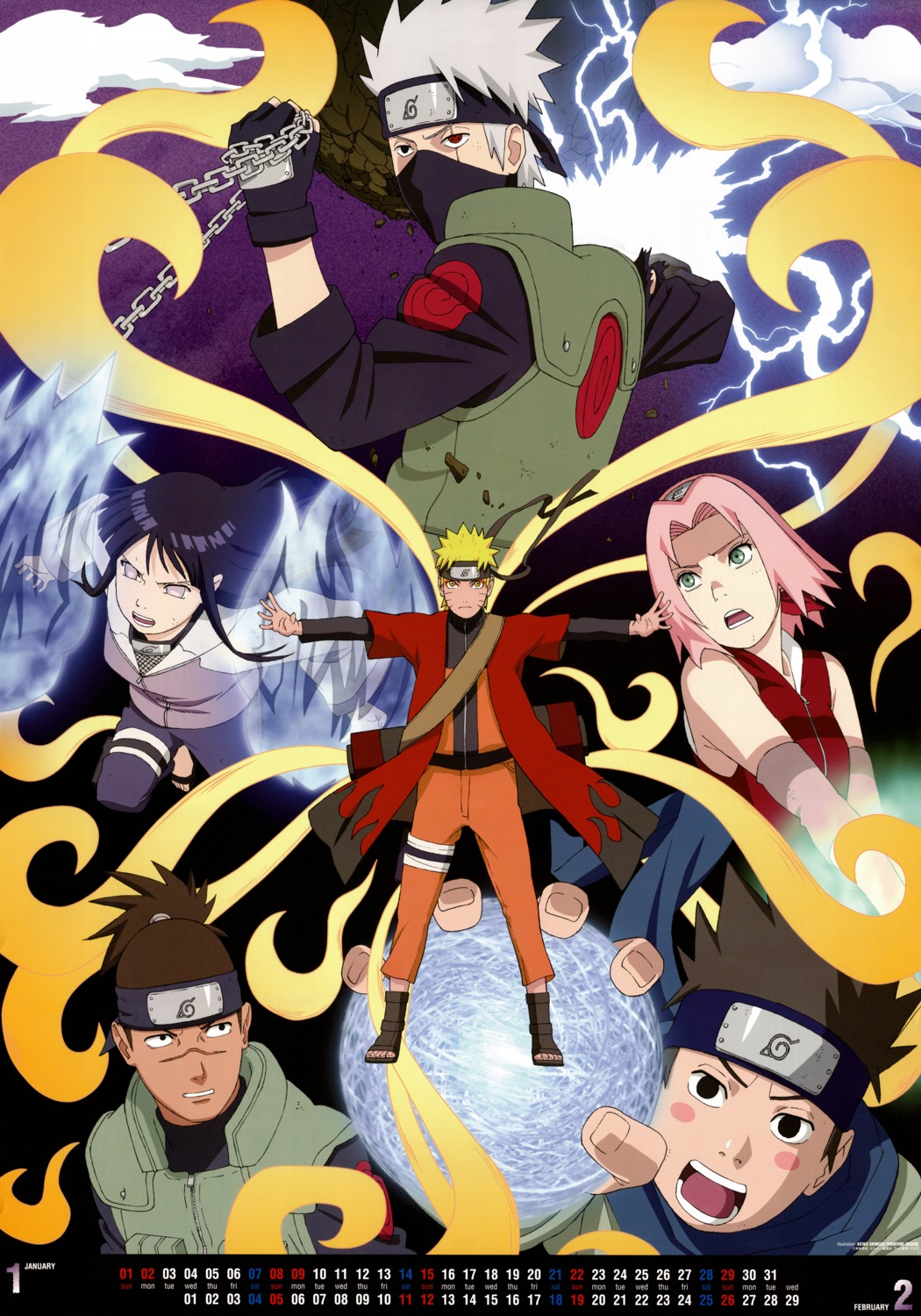 calendar haruno_sakura hatake_kakashi hyuuga_hinata naruto naruto_shippuden shimizu_keiko umino_iruka uzumaki_naruto