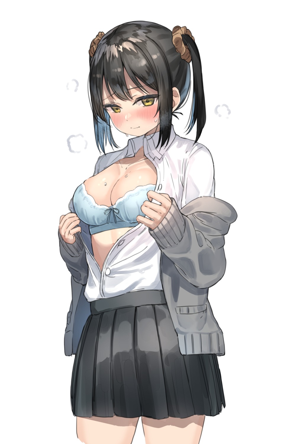 bra open_shirt ranf seifuku sketch sweater undressing