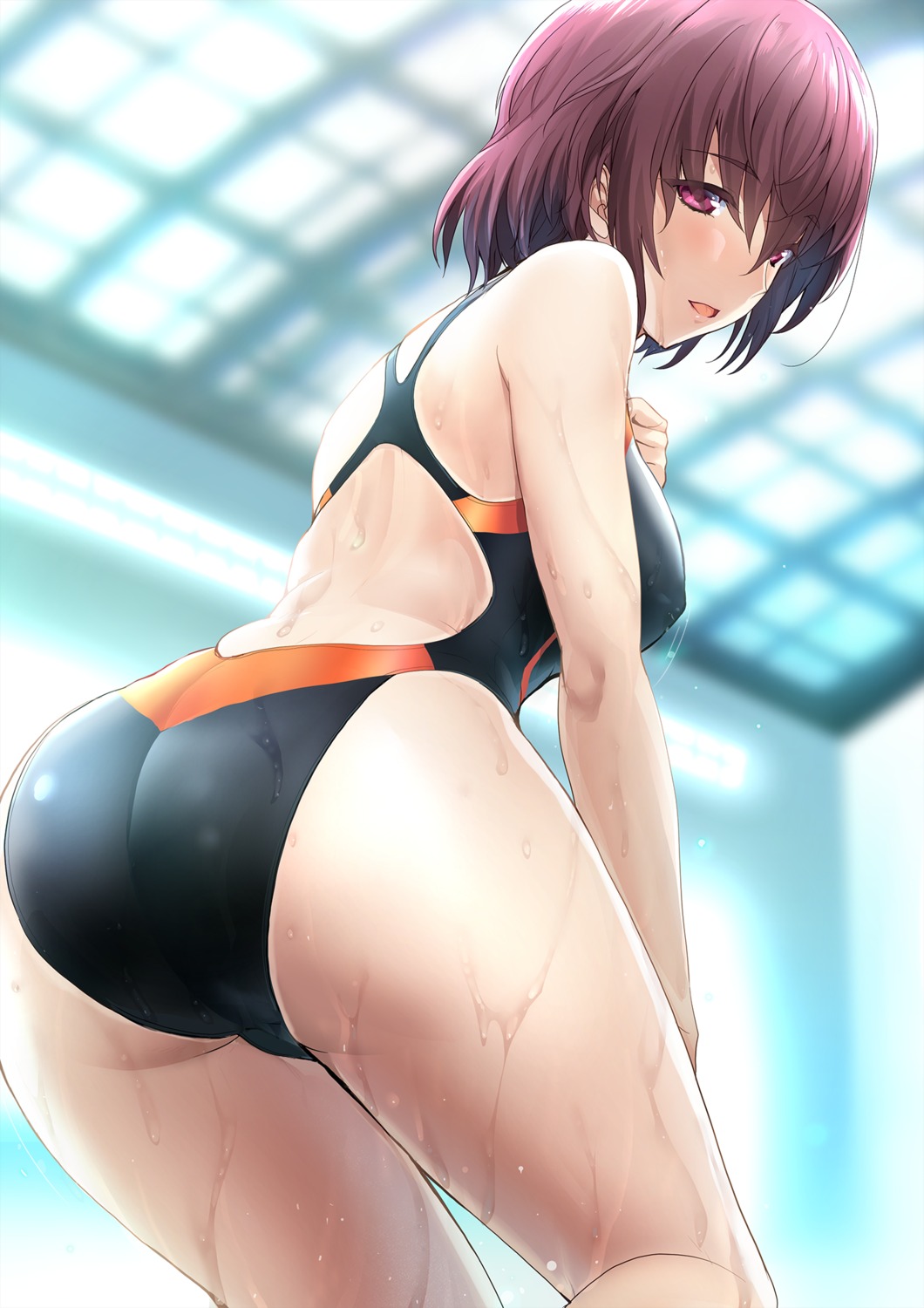 ass erect_nipples onigiri-kun swimsuits tan_lines wet