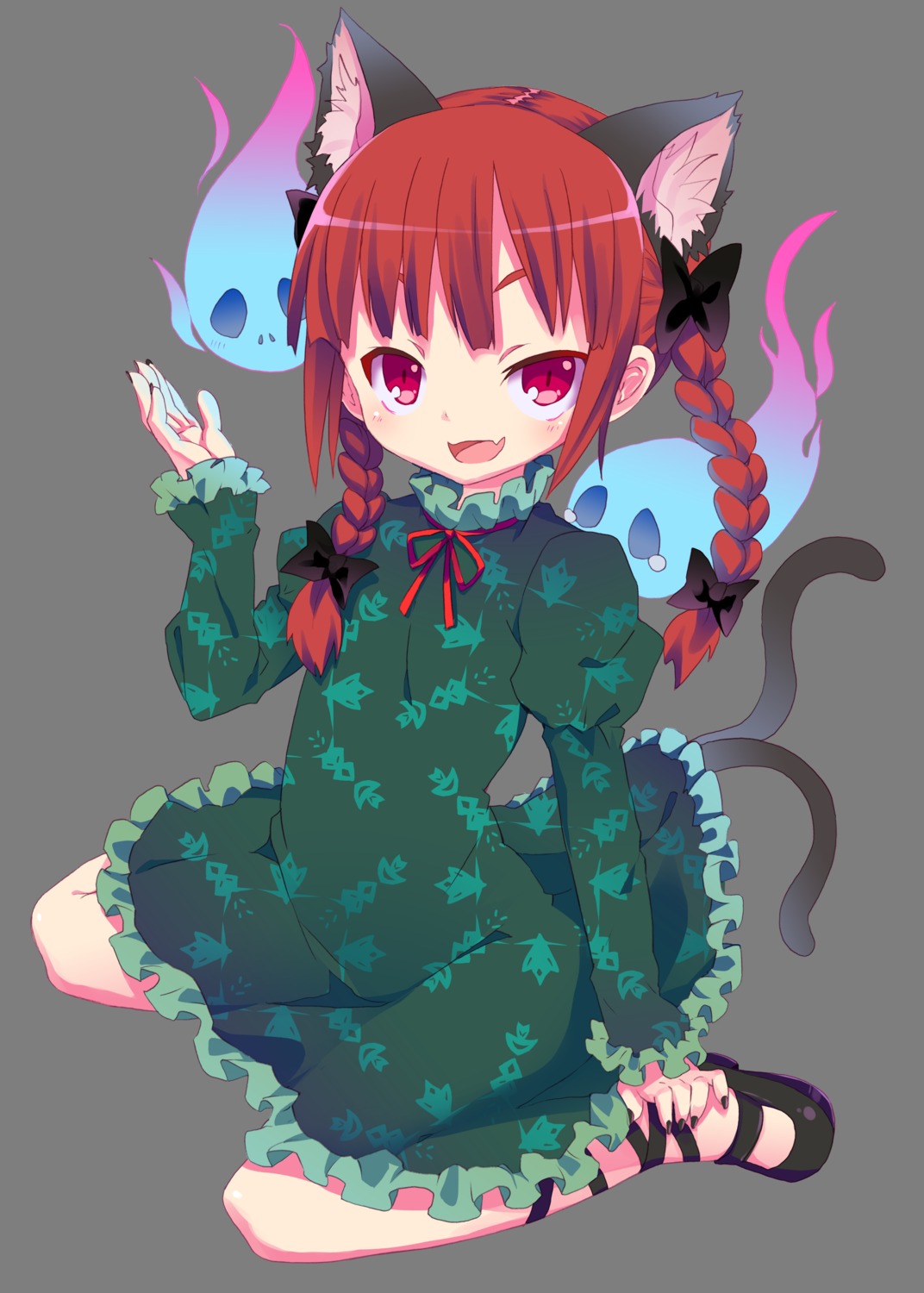 animal_ears dress kaenbyou_rin kishiri_toworu nekomimi tail touhou transparent_png