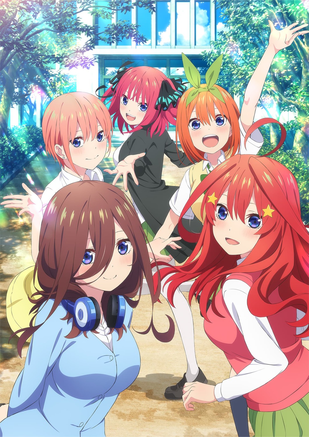 5-toubun no hanayome nakano ichika nakano itsuki nakano miku nakano nino  nakano yotsuba headphones seifuku sweater tagme, #1084777