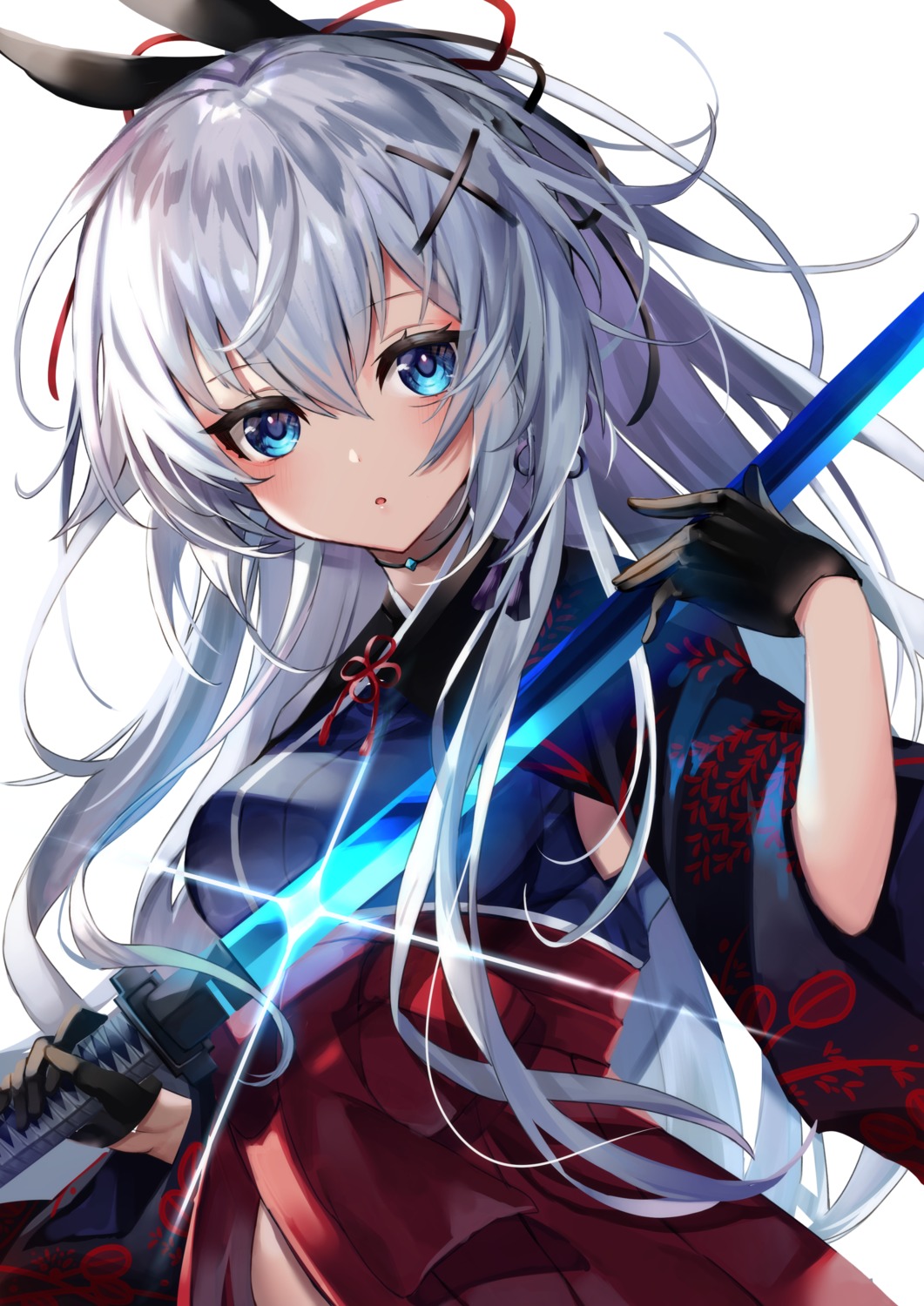 40_(0f0urw) akatsuki_yureru_koi_akari japanese_clothes katana_(series) suzakuin_momiji sword