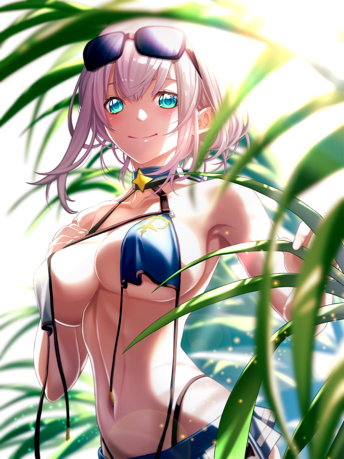 bikini fenrir_(fenlil0316) hololive megane shirogane_noel swimsuits wardrobe_malfunction