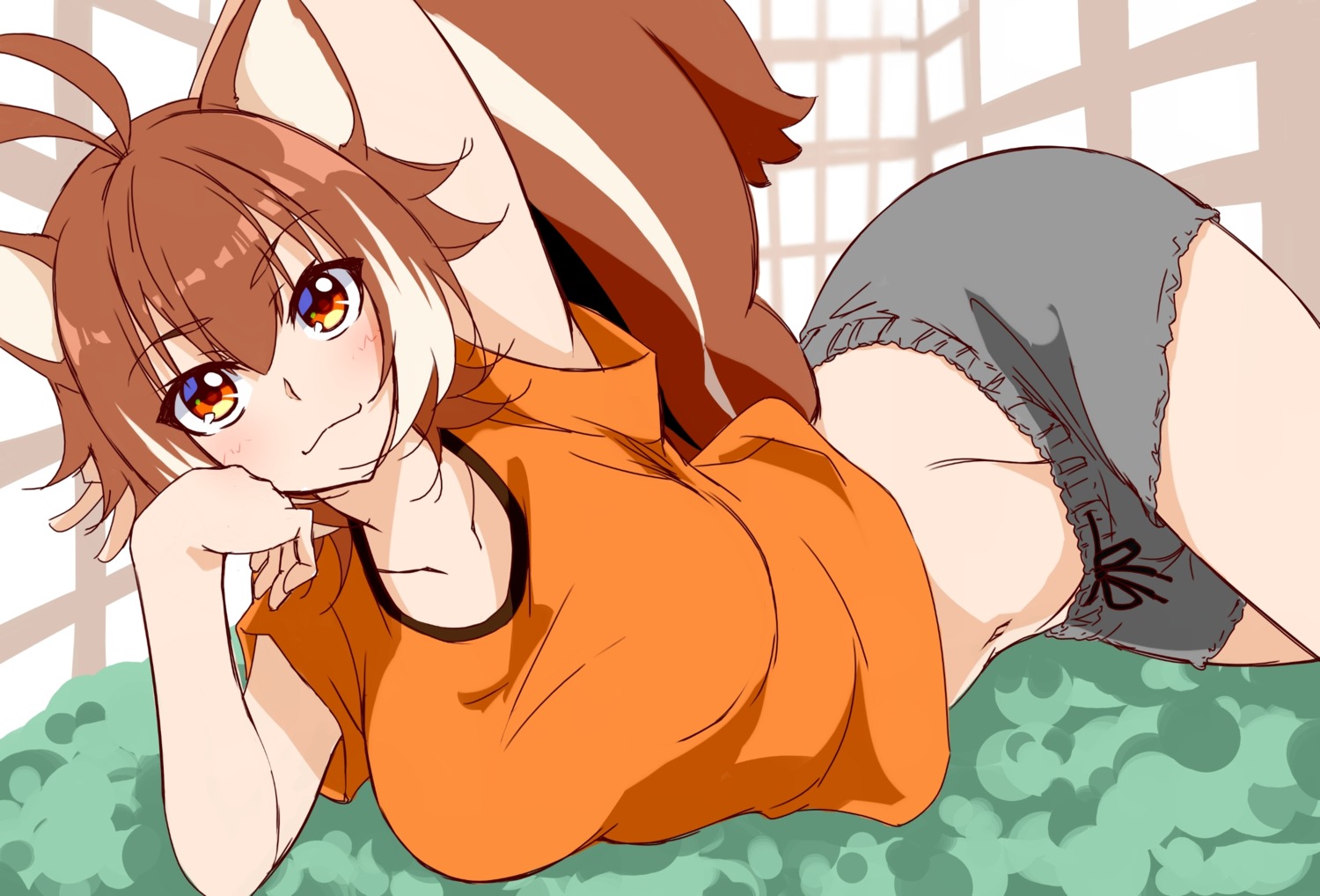 animal_ears blazblue chukachuka makoto_nanaya shirt_lift tail