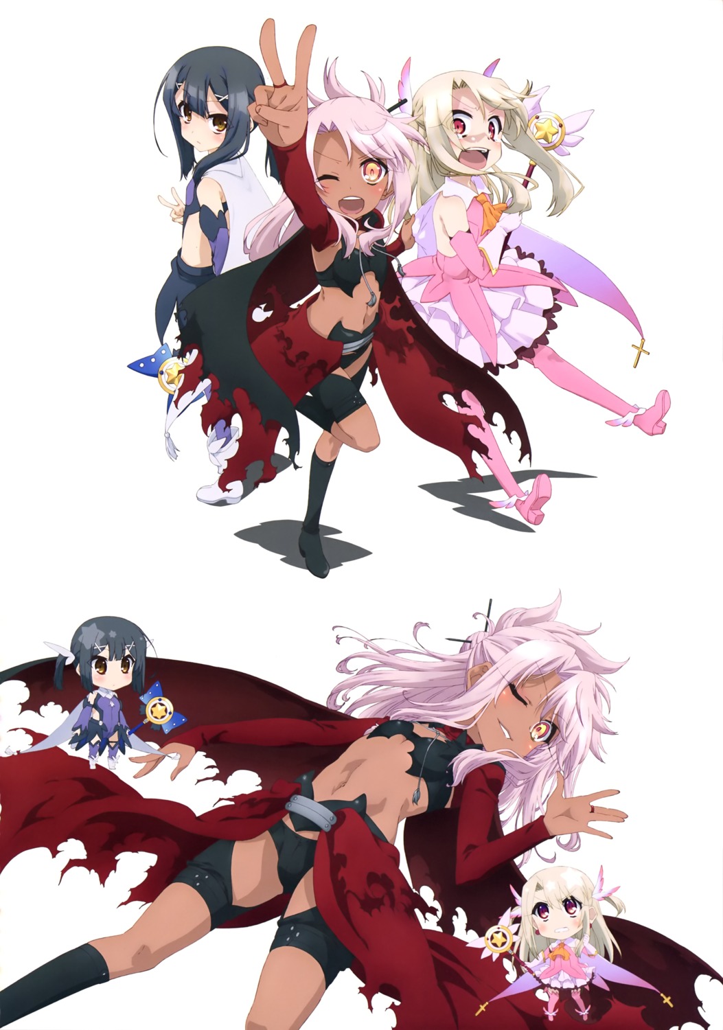 chibi chloe_von_einzbern fate/kaleid_liner_prisma_illya fate/stay_night heels illyasviel_von_einzbern miyu_edelfelt thighhighs weapon