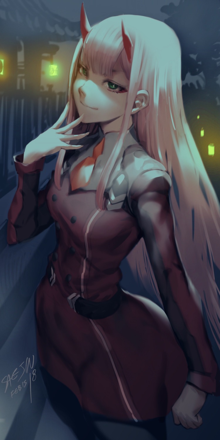 darling_in_the_franxx horns pantyhose saejin_oh uniform zero_two_(darling_in_the_franxx)