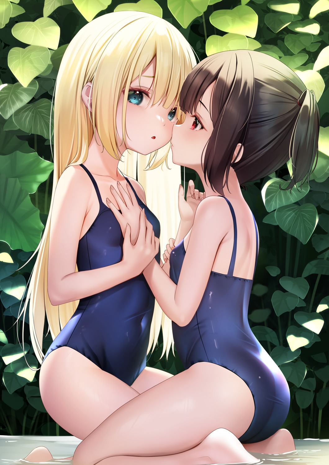 ass loli school_swimsuit swimsuits wet yan_(nicknikg) yuri