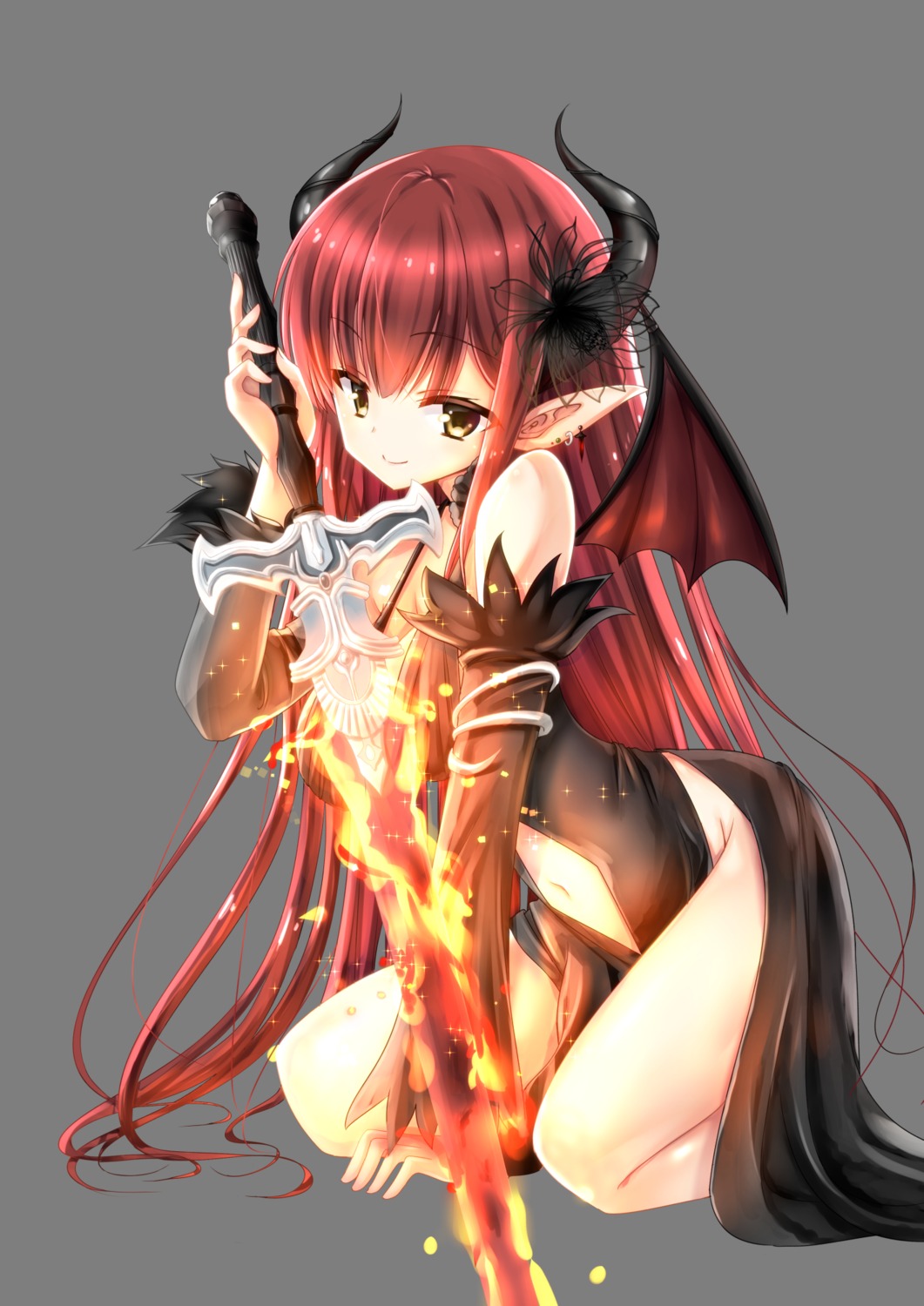 chize dress horns pointy_ears sword transparent_png wings