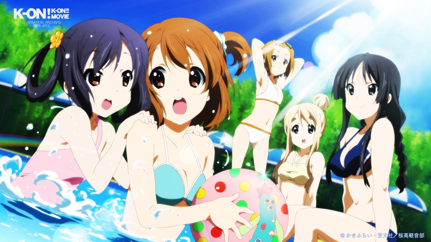 akiyama_mio bikini bikini_top hirasawa_yui k-on! kotobuki_tsumugi nakano_azusa sakamoto_kazuya swimsuits tainaka_ritsu wallpaper wet