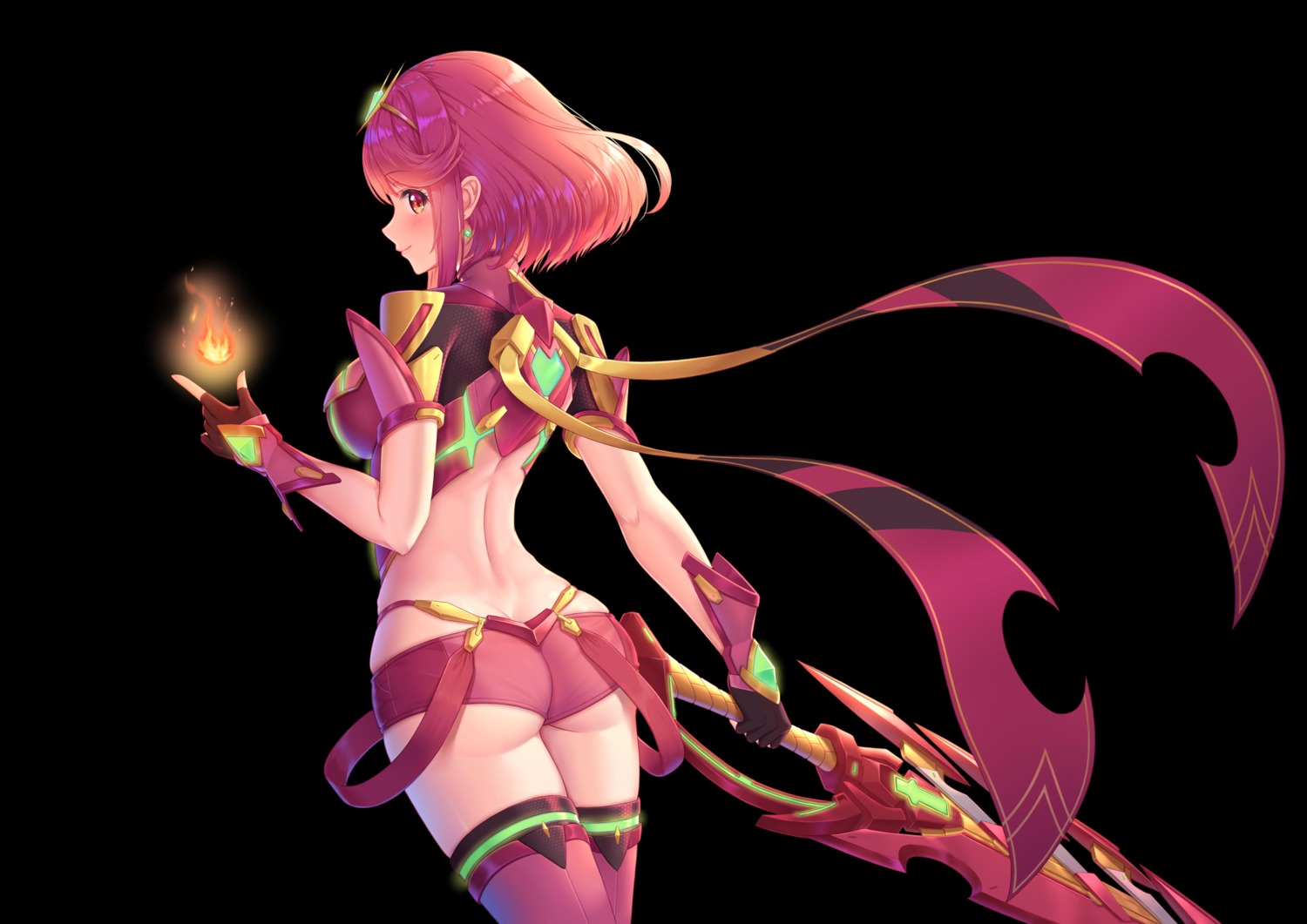 armor ass bodysuit homura_(xenoblade_2) ken-san sword thighhighs xenoblade xenoblade_chronicles_2