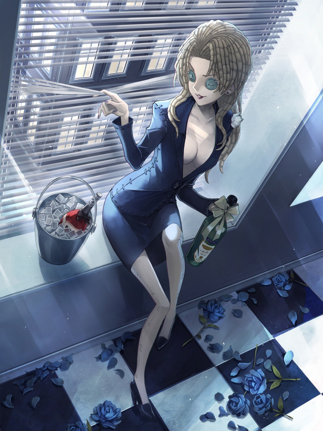 business_suit heels identity_v no_bra open_shirt tagme