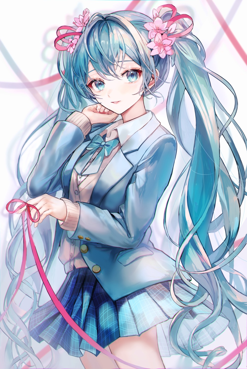 hatsune_miku pipi_(pixiv_71334597) seifuku sweater vocaloid