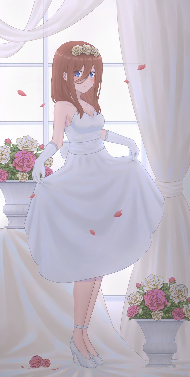 5-toubun_no_hanayome cleavage dress heels nakano_miku skirt_lift wedding_dress yihsien