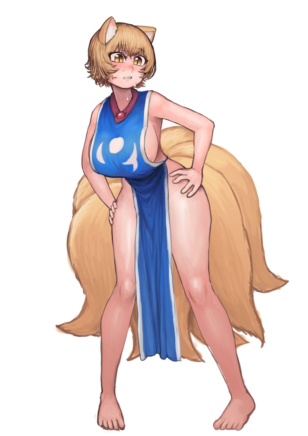 animal_ears chanta kitsune no_bra nopan tail touhou wet yakumo_ran