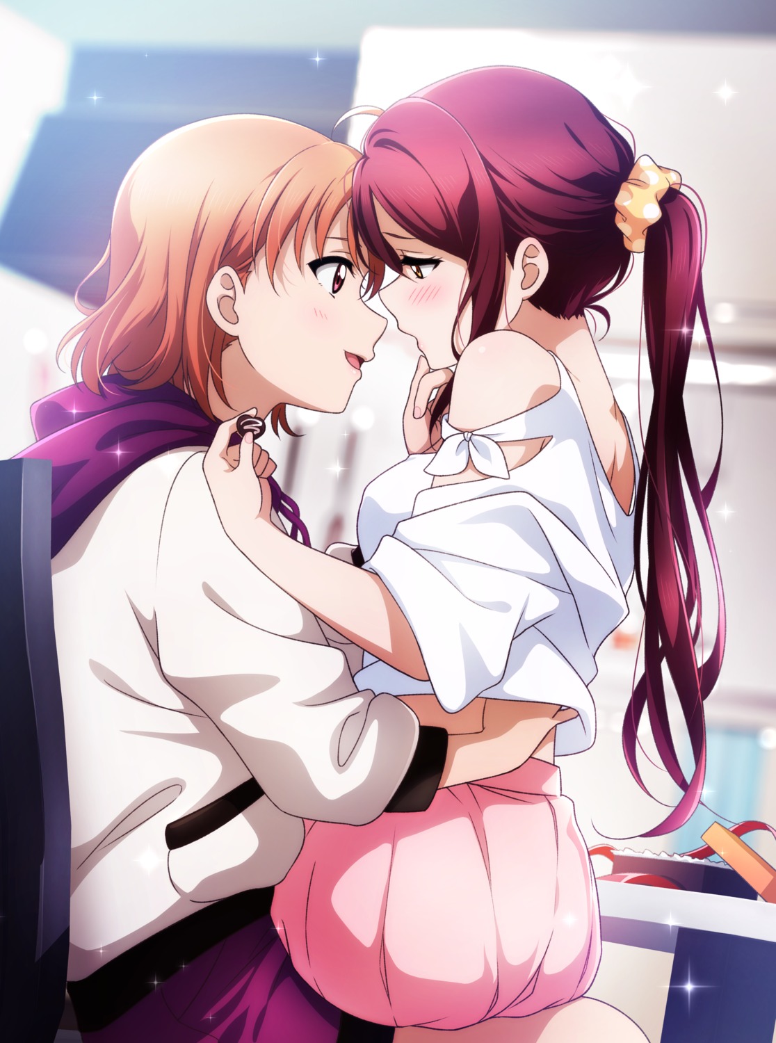 kougi_hiroshi love_live!_sunshine!! sakurauchi_riko takami_chika valentine yuri