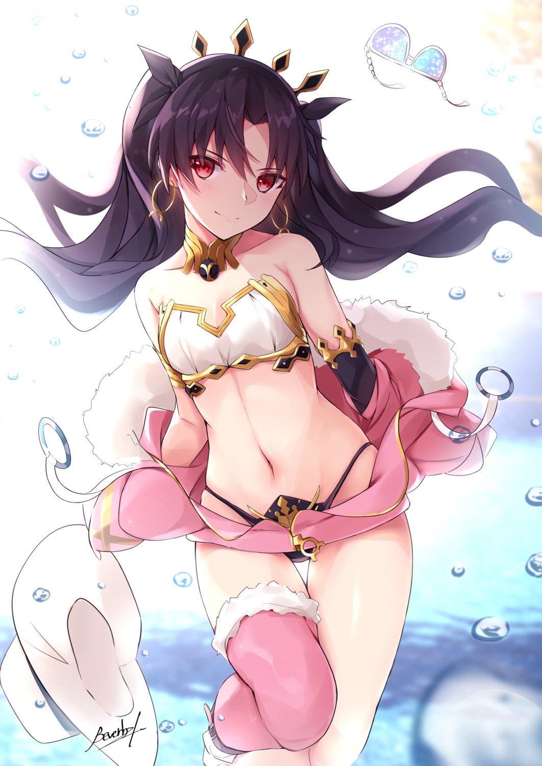 bee_doushi bikini_armor cleavage fate/grand_order ishtar_(fate/grand_order) open_shirt thighhighs