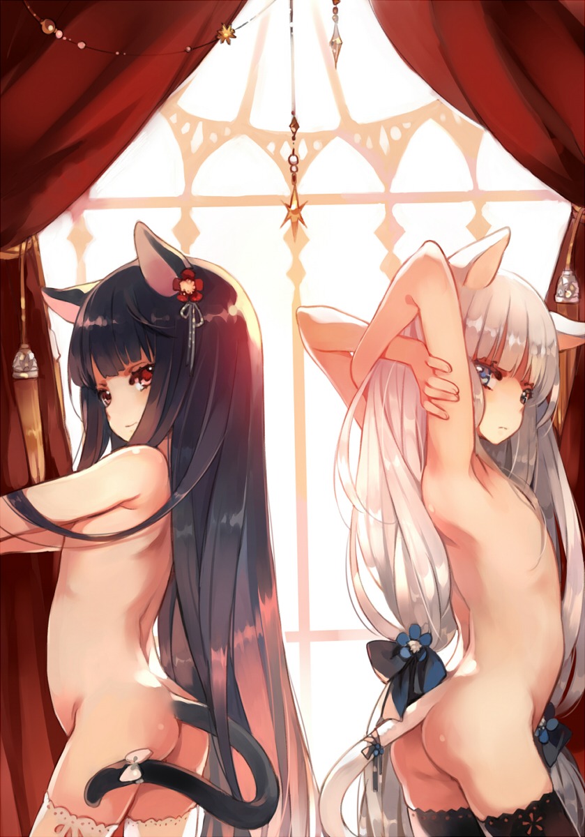 animal_ears ass chocola loli naked nekomimi penpon tail thighhighs vanilla