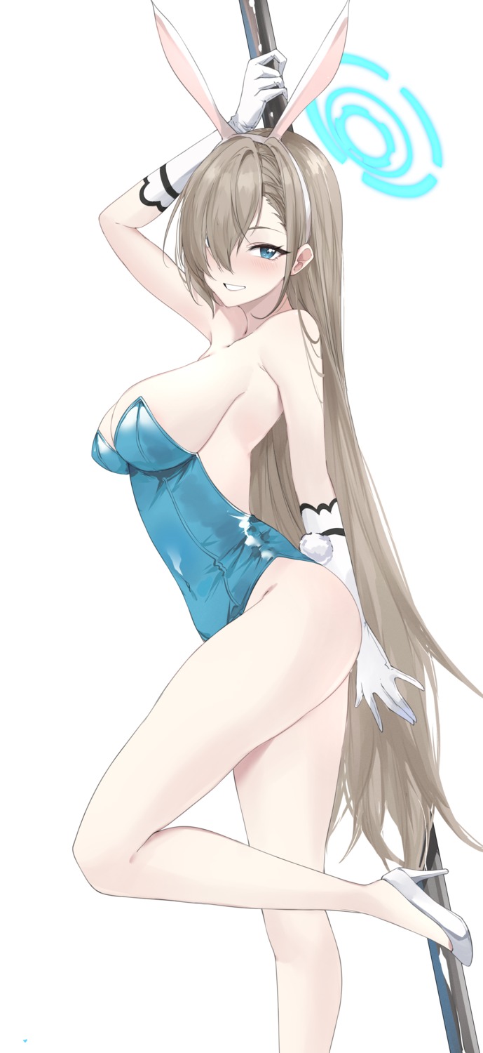 animal_ears blue_archive bunny_ears bunny_girl feint721 halo heels ichinose_asuna no_bra tail