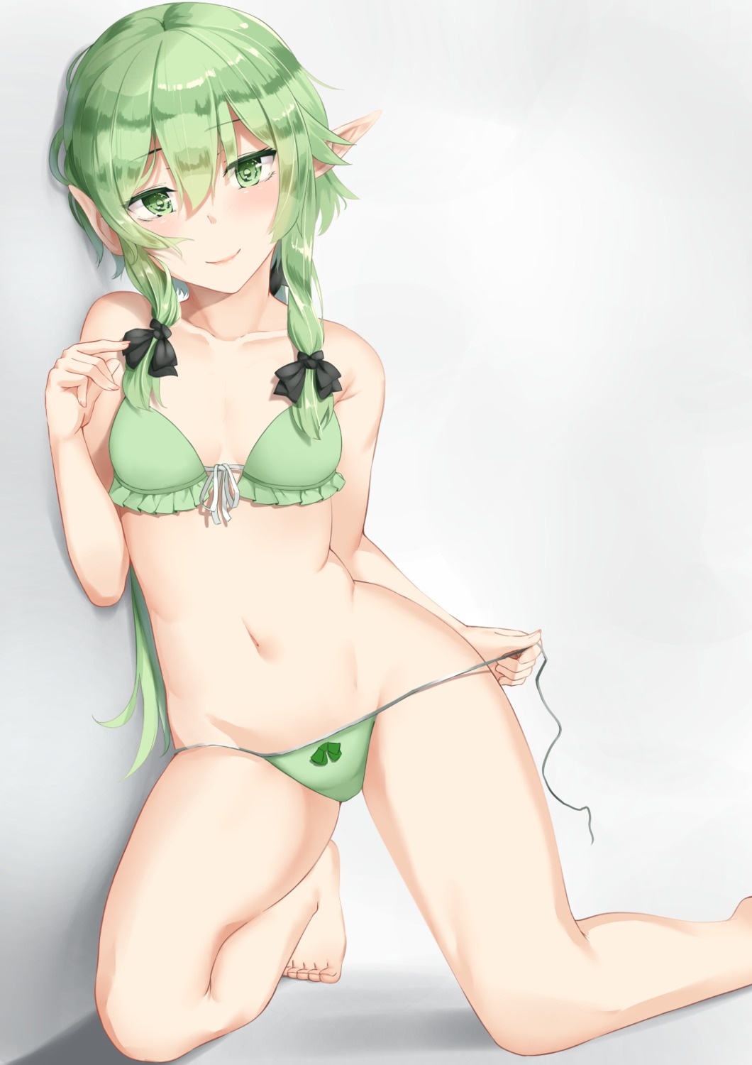 bikini cleavage elf goblin_slayer high_elf_archer mengo pointy_ears swimsuits undressing