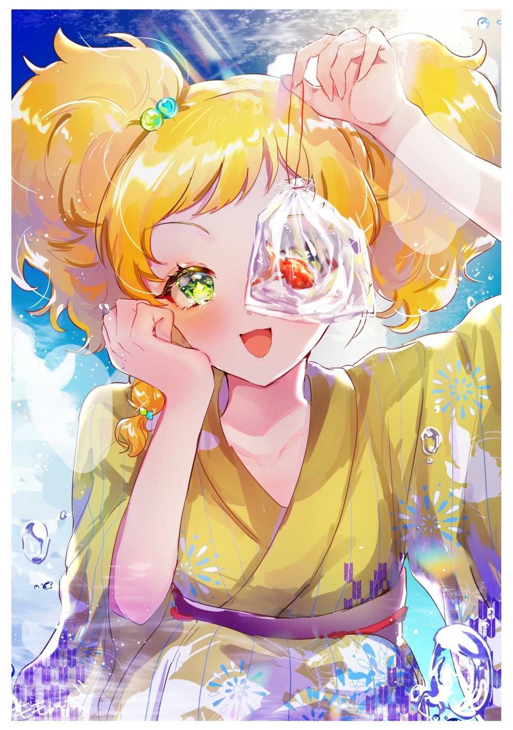 aikatsu! aikatsu_stars! momongapoketto nikaidou_yuzu yukata