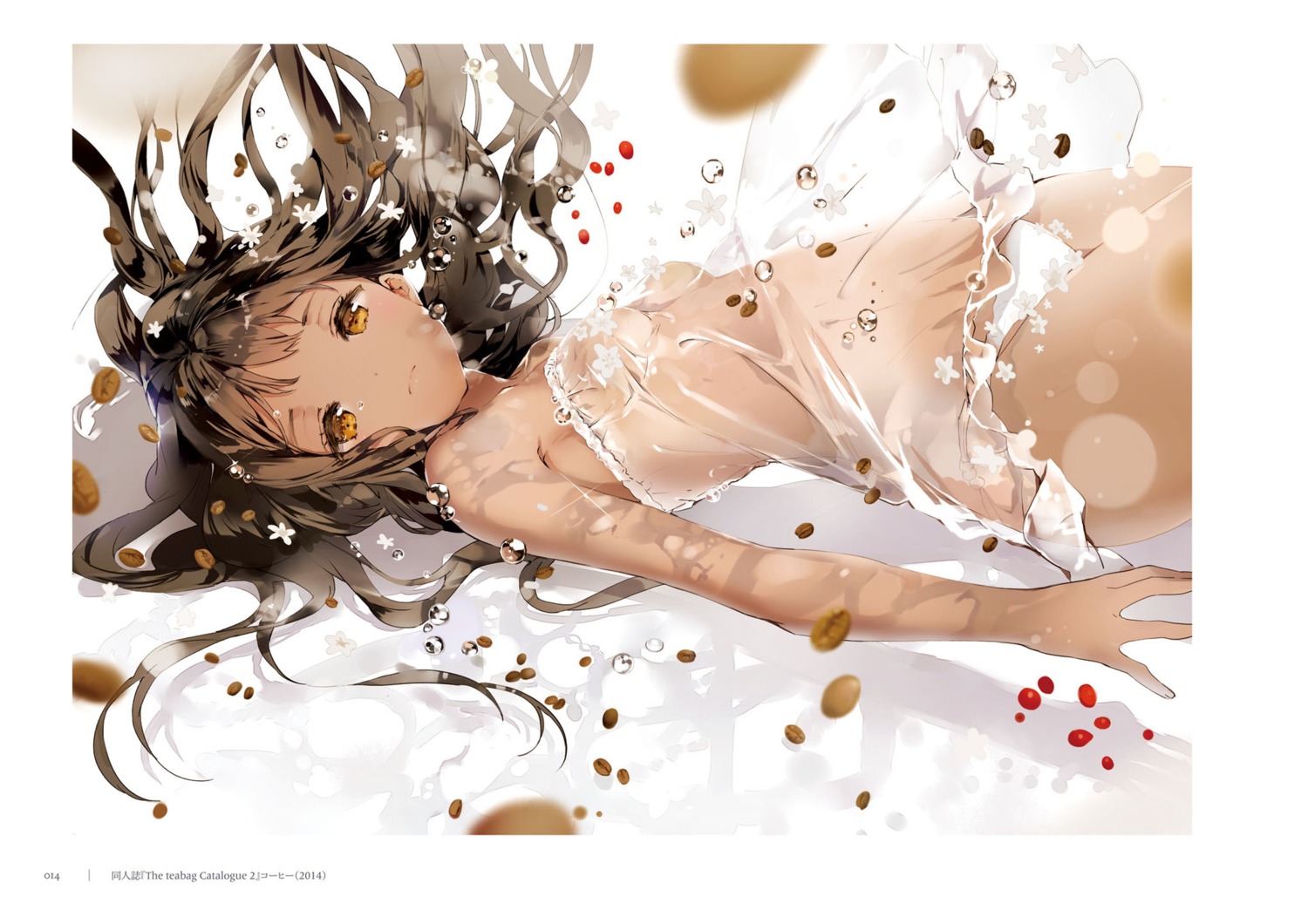 anmi cleavage dress megane_shoujo pantsu see_through string_panties wet