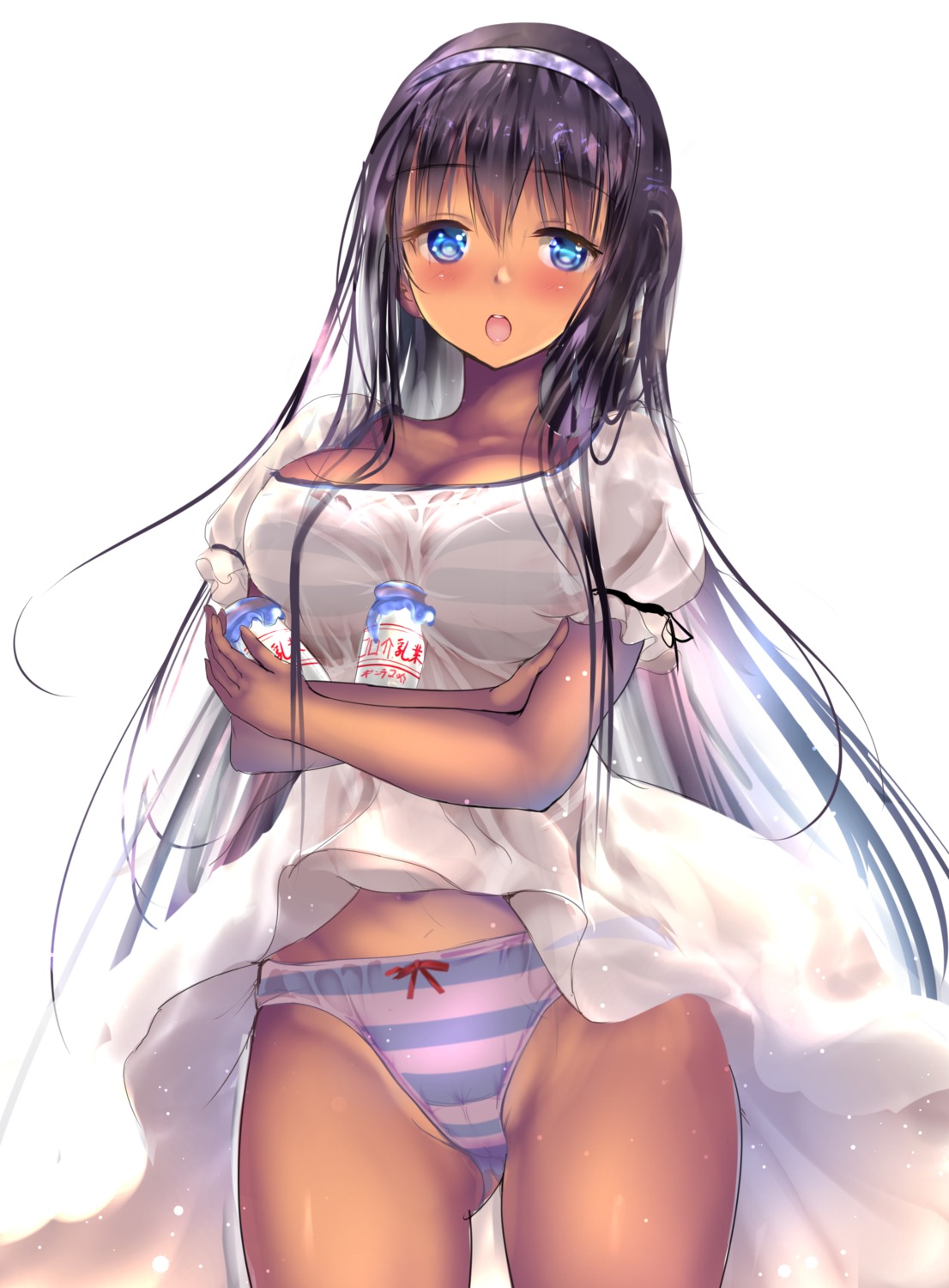 bra breast_hold cameltoe cleavage dress korosuke pantsu see_through shimapan skirt_lift summer_dress