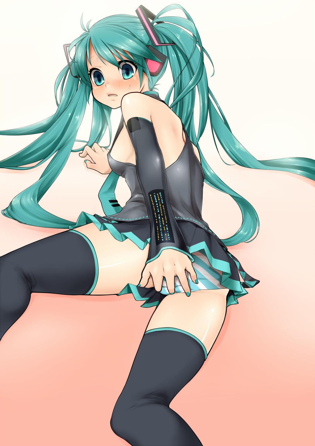 hatsune_miku pantsu reona shimapan thighhighs vocaloid