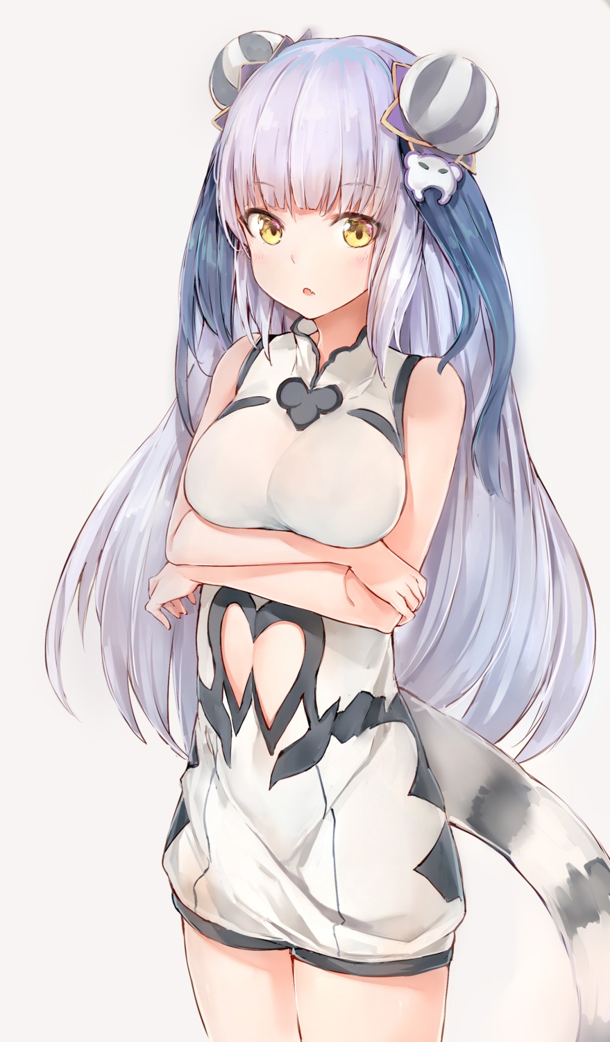breast_hold haku_(puzzle_&_dragons) puzzle_&_dragons silver_(chenwen) tail