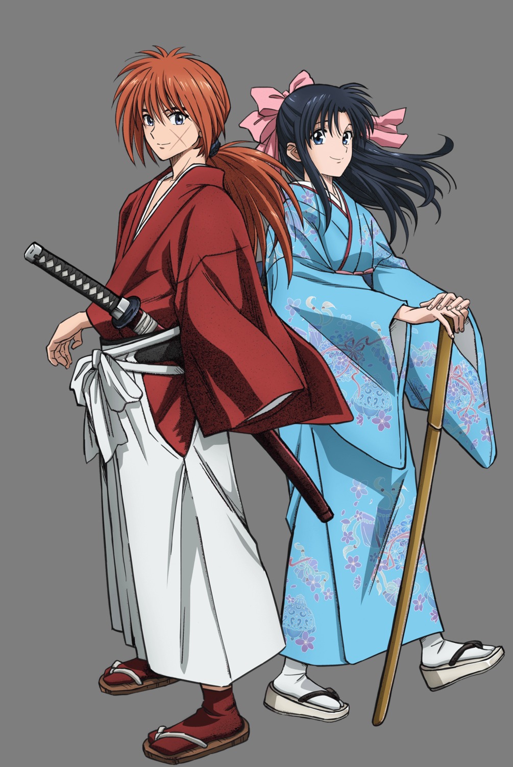 himura_kenshin japanese_clothes kamiya_kaoru kimono rurouni_kenshin sword transparent_png