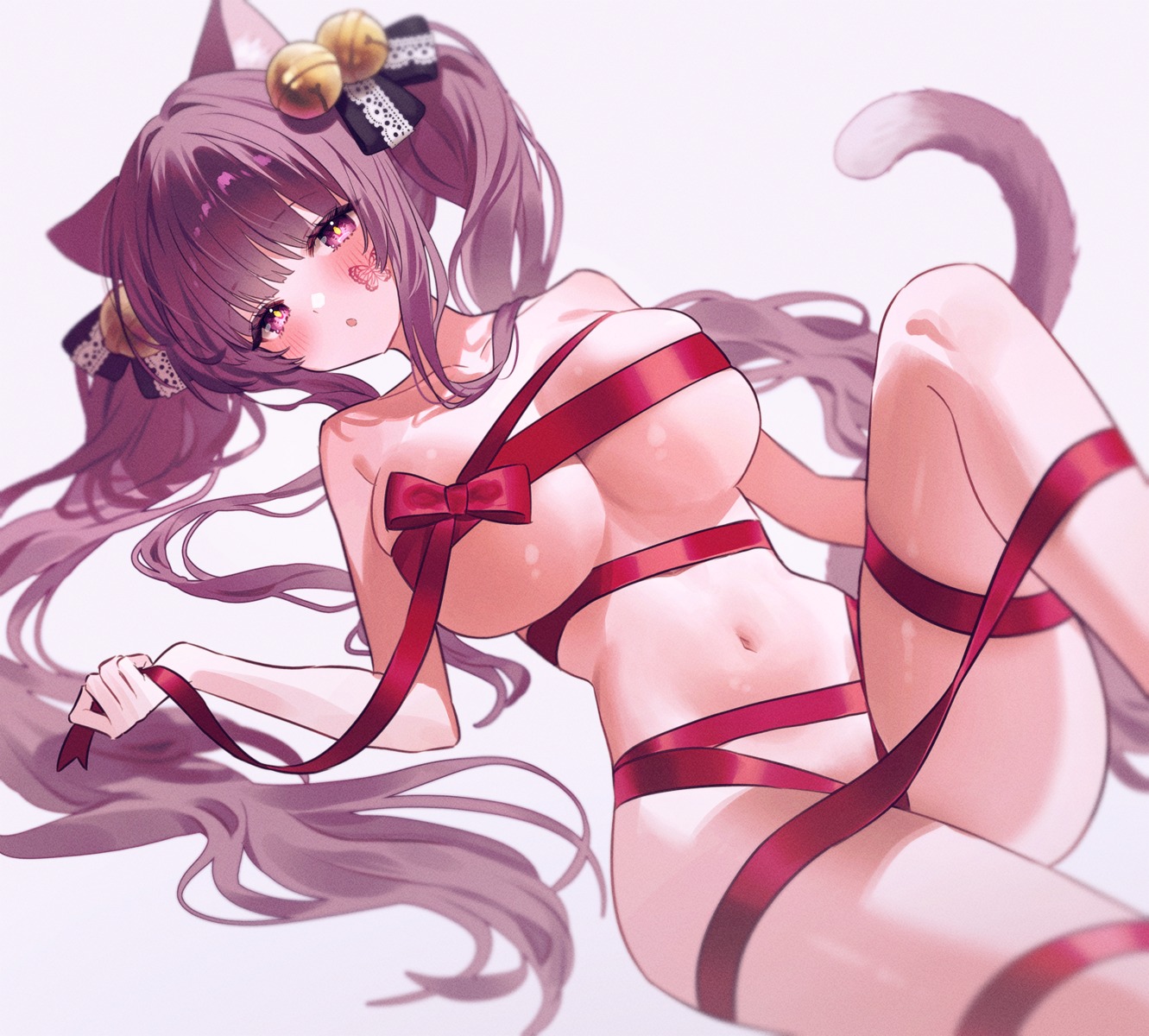 animal_ears fymrie naked_ribbon nekomimi sul-lin-a tail tattoo