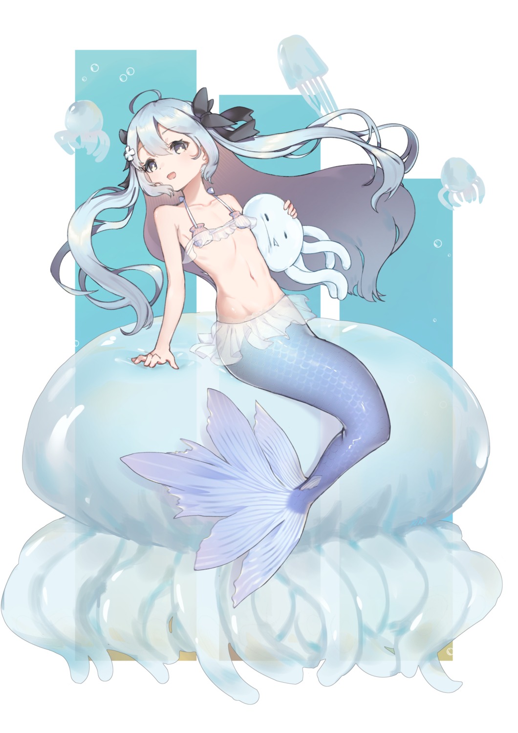 bikini_top jiliang_jiying_yumao mermaid monster_girl swimsuits tail
