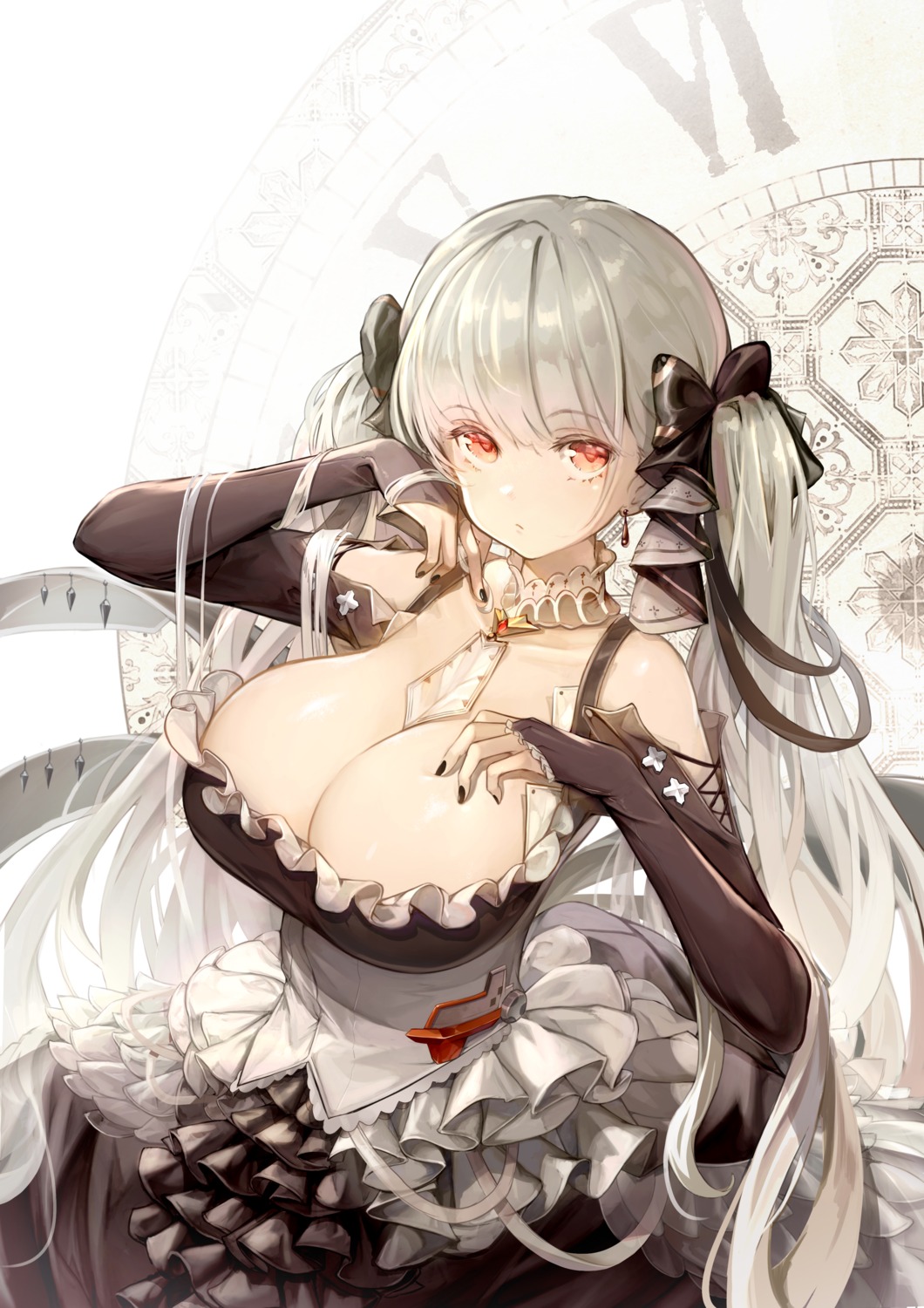 azur_lane breast_hold cleavage dampi formidable_(azur_lane) gothic_lolita lolita_fashion no_bra