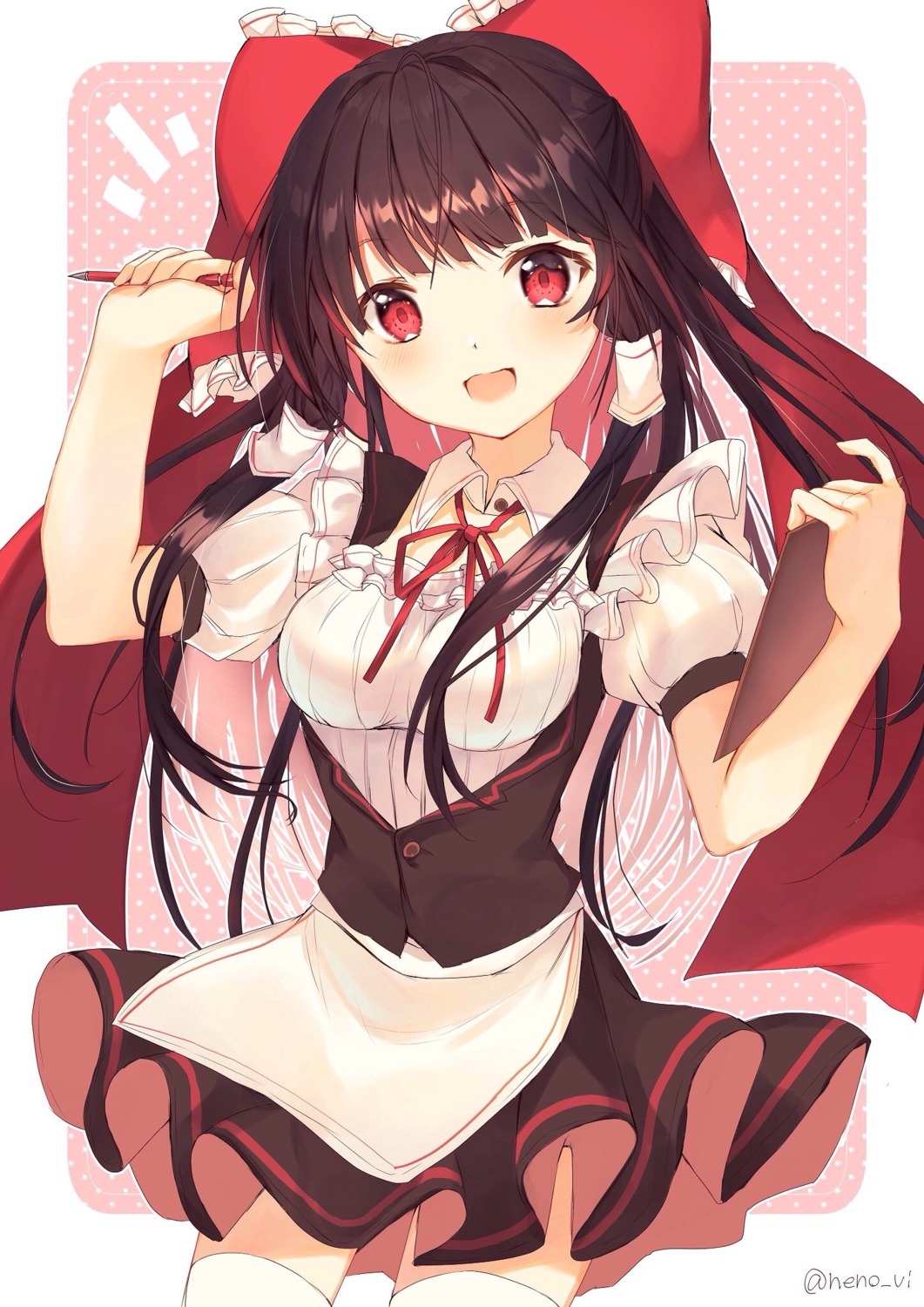 hakurei_reimu nenobi_(nenorium) thighhighs touhou waitress